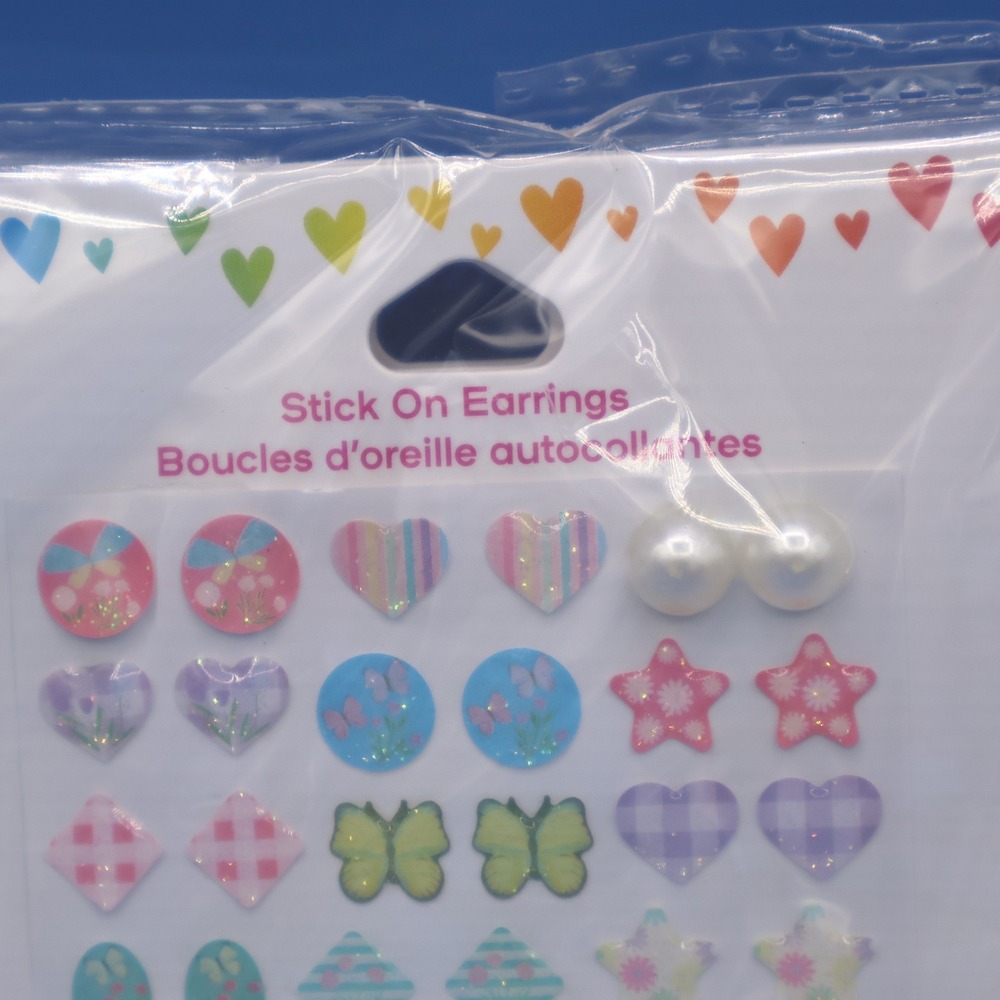 Claire's Club Stick On Earrings 3 Pcs Hearts Stars Butterflies Fun Novelty - Picture 2 of 4